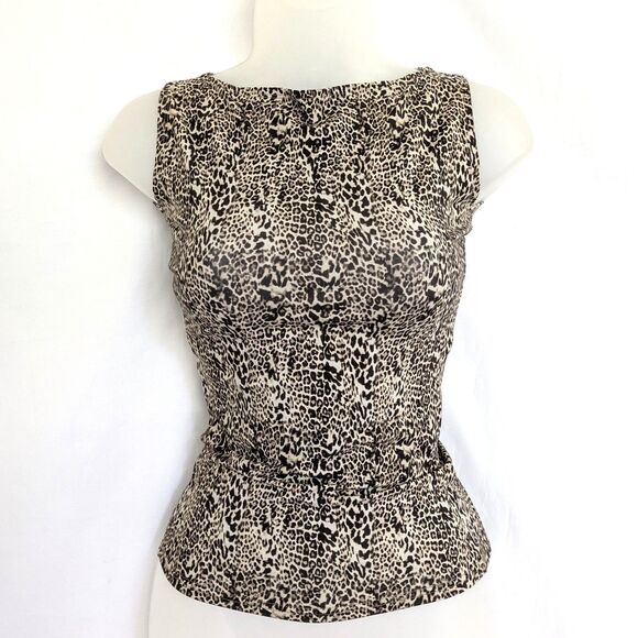 Rendal UK Tia Sleeveless Tank Top Cheetah Print Size S Cotton Blend Stretchy - Picture 1 of 10